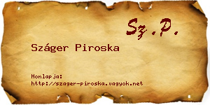 Száger Piroska névjegykártya