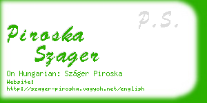 piroska szager business card