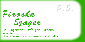 piroska szager business card